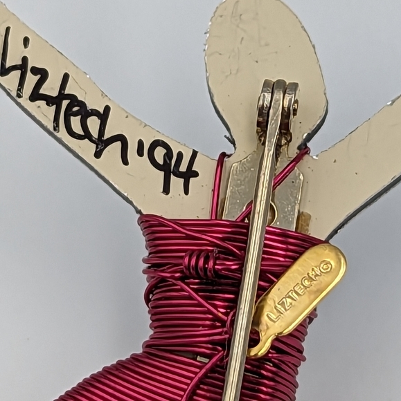 Vintage Liztech 94 Artist made by Jill Elizabeth Dancing Figure Mirrored Brooch - Picture 5 of 7